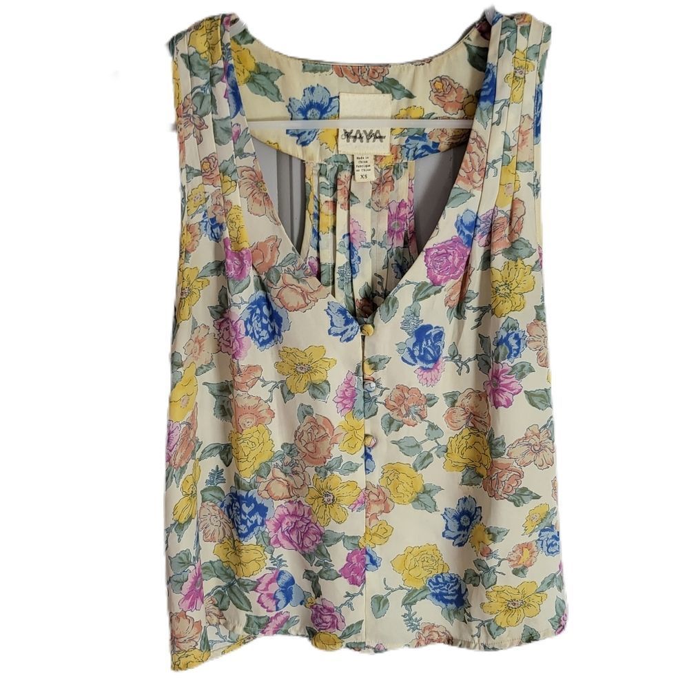 Urban Outfitters Yaya Nom DE Plum Floral Button Up Racerback Tank Flowy